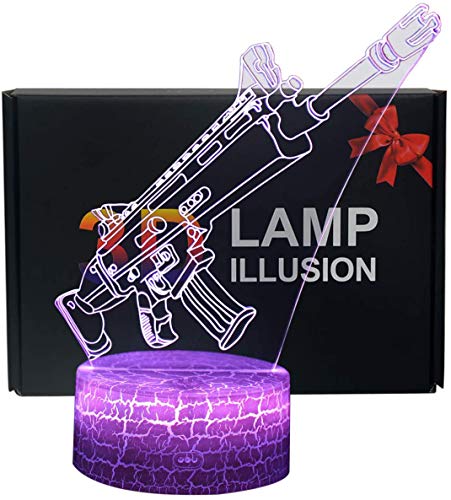 3D Lámpara de Escritorio NHSUNRAY 7 colores LED Touch lámpara de mesa con control remoto para niños cumpleaños regalo de San Valentín de Navidad (Asalto)