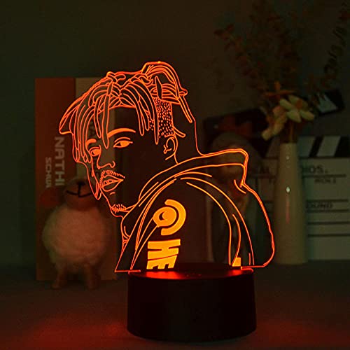 3D Led Luce notturna Illusion Lampada da scrivania American Rapper Xxxtation Ventole di raffreddamento Room Decorationfice Camera da letto-Pc_16 Colors With Remote