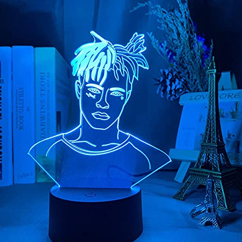 3D Led Luce notturna Illusion Lampada da scrivania American Rapper Xxxtation Ventole di raffreddamento Room Decorationfice Camera da letto-Pc_16 Colors With Remote