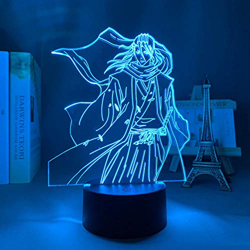 3D Led Luce notturna Illusion Lampada da tavolo Byakuya Kuchiki per la decorazione della camera da letto Compleanno Acrilico Anime-7 colori No Remote