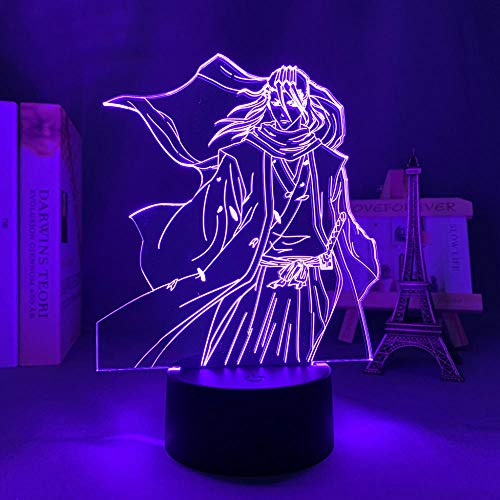 3D Led Luce notturna Illusion Lampada da tavolo Byakuya Kuchiki per la decorazione della camera da letto Compleanno Acrilico Anime-7 colori No Remote