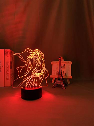 3D Led Luce notturna Illusion Lampada da tavolo Byakuya Kuchiki per la decorazione della camera da letto Compleanno Acrilico Anime-7 colori No Remote