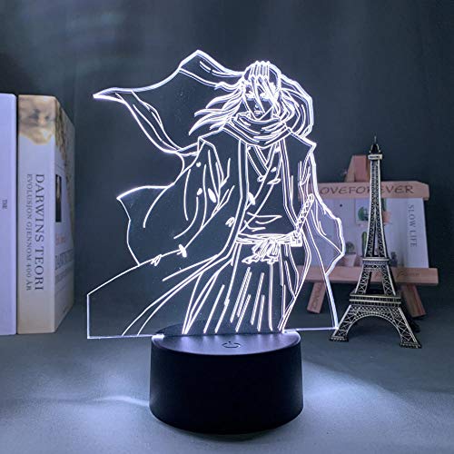 3D Led Luce notturna Illusion Lampada da tavolo Byakuya Kuchiki per la decorazione della camera da letto Compleanno Acrilico Anime-7 colori No Remote