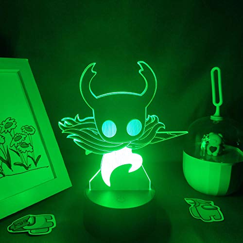 3D Night Light Hollow Knight - Juego de luces 3D LED RGB, luces de noche neón, juguete para amigos, niños, mesa de salón, decoración colorida, regalo de cumpleaños para niños