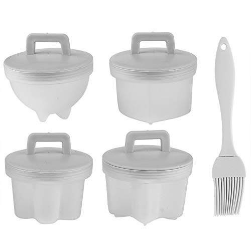 4 piezas de plástico para olla de huevos, caldera, molde para pudín, cazador furtivo, molde para huevos con cepillo de aceite, utensilios de cocina, accesorio de cocina para huevos duros(gris)