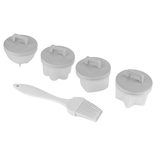 4 piezas de plástico para olla de huevos, caldera, molde para pudín, cazador furtivo, molde para huevos con cepillo de aceite, utensilios de cocina, accesorio de cocina para huevos duros(gris)