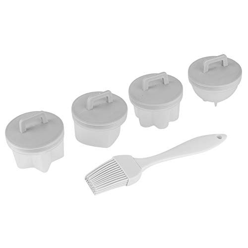 4 piezas de plástico para olla de huevos, caldera, molde para pudín, cazador furtivo, molde para huevos con cepillo de aceite, utensilios de cocina, accesorio de cocina para huevos duros(gris)