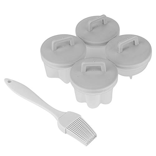 4 piezas de plástico para olla de huevos, caldera, molde para pudín, cazador furtivo, molde para huevos con cepillo de aceite, utensilios de cocina, accesorio de cocina para huevos duros(gris)