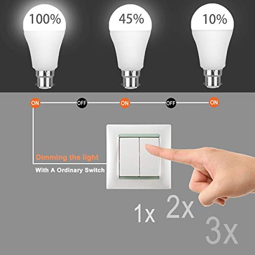4Pack B22 Bayonet LED Light Bulb Warm White 2700K Daylight 6000K Ball Bulbs 2W/8W/17W Dimmer Table Lamps 3in1 Scene Switch Ligh