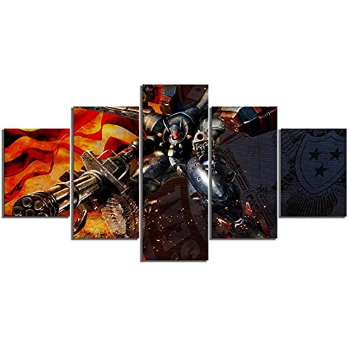 5 paneles con imagen HD enmarcada Metal Wolf Chaos XD Póster de videojuegos Etiqueta de la pared Pinturas en lienzo Póster del juego Pinturas artísticas de pared 150x80cm
