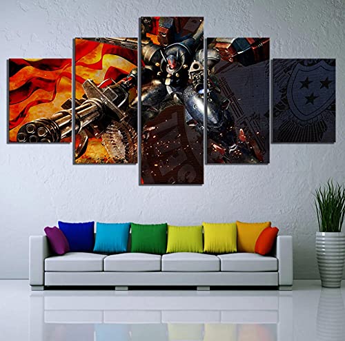 5 paneles con imagen HD enmarcada Metal Wolf Chaos XD Póster de videojuegos Etiqueta de la pared Pinturas en lienzo Póster del juego Pinturas artísticas de pared 150x80cm