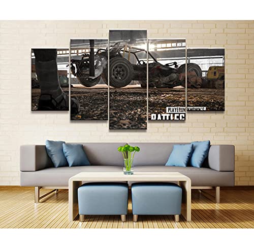 5 paneles con Pubg Playerunknowns Battlegrounds enmarcado, póster de juego, obra de arte, pintura de pared sobre lienzo para decoración del hogar, 150x80cm