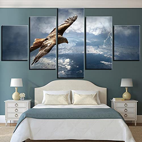 5 Panel/Set Lienzos Handart Cuadro En Lienzo Cinco Partes HD Clásico Óleo Impresiones Decorativas Cartel Arte Pared Pinturas Hogar Lienzo Imágenes De Animales Bird Hawk Wallpapers