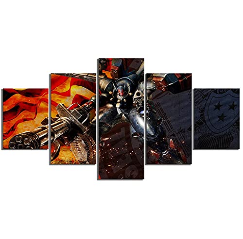 5 piezas con imagen HD enmarcada Metal Wolf Chaos Xd Póster de videojuegos Etiqueta de la pared Pinturas en lienzo Gundam Game Poster Wall Art 150x80cm