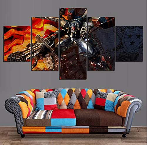 5 piezas con imagen HD enmarcada Metal Wolf Chaos Xd Póster de videojuegos Etiqueta de la pared Pinturas en lienzo Gundam Game Poster Wall Art 150x80cm