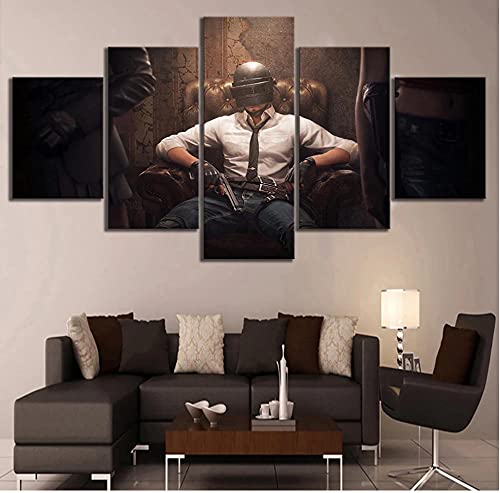 5 piezas con marco Pubg Playerunknowns Battlegrounds juego póster obra de arte pintura de pared sobre lienzo para decoración del hogar 150x80cm