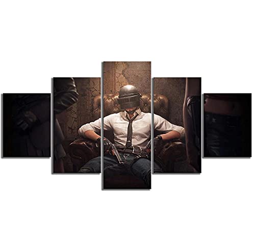 5 piezas con marco Pubg Playerunknowns Battlegrounds juego póster obra de arte pintura de pared sobre lienzo para decoración del hogar 150x80cm
