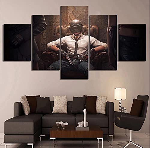 5 piezas con marco Pubg Playerunknowns Battlegrounds juego póster obra de arte pintura de pared sobre lienzo para decoración del hogar 150x80cm