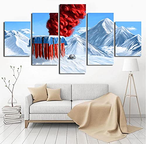 5 piezas con marco Pubg Playerunknowns Battlegrounds juego póster obra de arte pintura de pared sobre lienzo para decoración del hogar 150x80cm