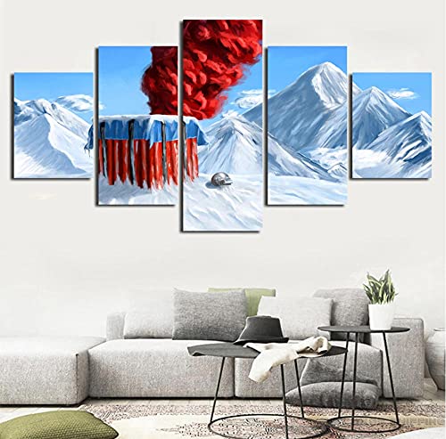 5 piezas con marco Pubg Playerunknowns Battlegrounds juego póster obra de arte pintura de pared sobre lienzo para decoración del hogar 150x80cm