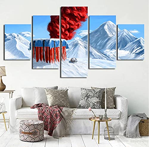 5 piezas con marco Pubg Playerunknowns Battlegrounds juego póster obra de arte pintura de pared sobre lienzo para decoración del hogar 150x80cm