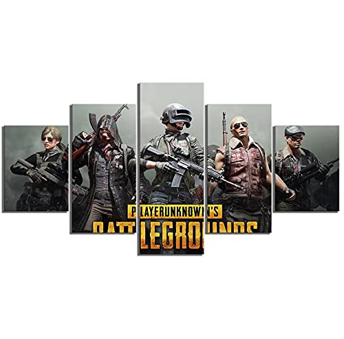 5 piezas con póster de juego Pubg enmarcado, pinturas de Playerunknowns Battlegrounds, impresión artística, lienzo, arte de pared 150x80cm