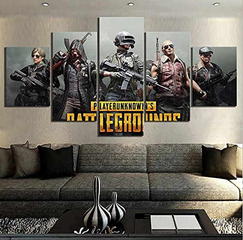 5 piezas con póster de juego Pubg enmarcado, pinturas de Playerunknowns Battlegrounds, impresión artística, lienzo, arte de pared 150x80cm