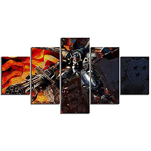 5 piezas de lienzo Cuadro compuesto por 5 lienzos impresos en HD, utilizados para decoración del hogar y carteles Metal Wolf Chaos Xd Gundam con marco 100x55cm