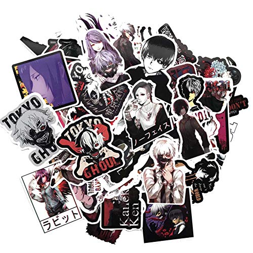 50 pegatinas de vinilo autoadhesivas de Tokyo Ghoul de vinilo impermeables sin forro, para guitarra de casco de equipaje de tabla de ruedas (estilo 1)