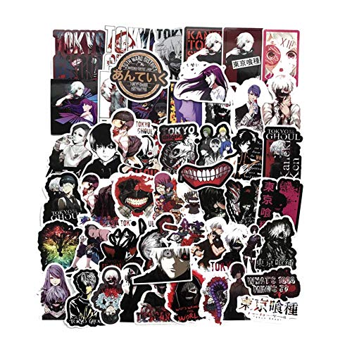 50 pegatinas de vinilo autoadhesivas de Tokyo Ghoul de vinilo impermeables sin forro, para guitarra de casco de equipaje de tabla de ruedas (estilo 1)