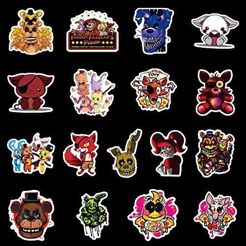50Pcs Pegatinas de vinilo impermeables de Five Nights at Freddy's Stickers para ordenador portátil, parachoques, patineta, botellas de agua, ordenador, teléfono, pegatinas de juegos de terror