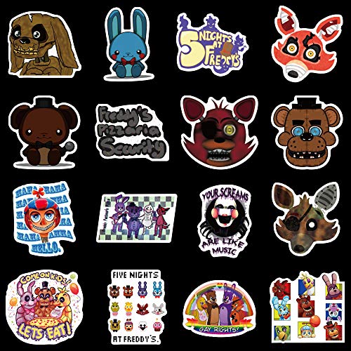 50Pcs Pegatinas de vinilo impermeables de Five Nights at Freddy's Stickers para ordenador portátil, parachoques, patineta, botellas de agua, ordenador, teléfono, pegatinas de juegos de terror