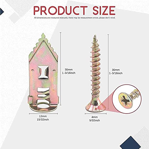 50Pcs Self Drilling Anchors Screws Set, Expansion Screws Set, Hollow-wall Anchor Kit with Screws, for Gypsum Insulation Board Insulation Board