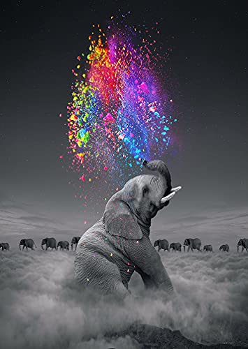 5D DIY Pintura Diamante, Diamond Painting Taladro Completo Cristal Diamante Bordado Pinturas Artes kit, de Punto de Cruz Para Decoración de la pared del hogar, 30 * 40cm, (Elefante Gris)