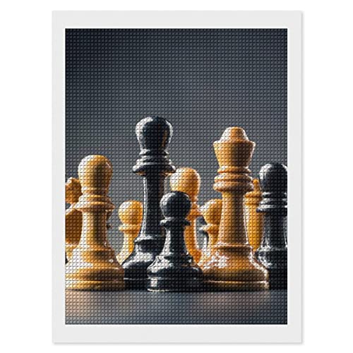 5D Diy Pintura Diamante Taladro Completo Ajedrez Internacional Diamante Cuadrado Kits De Pintura Para Adultos Rhinestone Bordado Diamante Arte 30x40cm