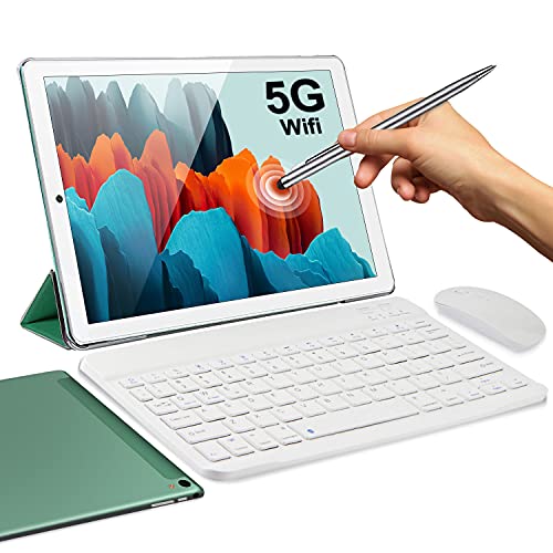 5G Tablet 10 Pulgadas 4GB de RAM 64GB de ROM Android 10 Certificado por Google GMS 1.6Ghz Tablet PC Baratas y Buenas 6000mAh Dual Cámara Bluetooth Tableta WiFi Versión con Teclado y Mouse(Verde)