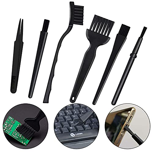 6 Piezas Kit de Cepillo Antiestatico, Plástico Brocha Antiestatica Cepillo Limpieza Nylon Cepillo Limpieza Nylon para Teclado Placa de Circuito portátil Placa Base Juego de Cepillo de Limpieza