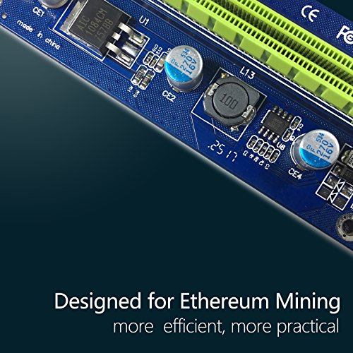 6 Pin PCI-E 1x a 16x Tarjeta de Adaptador de Riser Amplificada Mejorada & Cable de Extensión del USB 3,0 & 6pin al Cable de Transmisión de SATA, GPU Graphic Card Express Mining Eth (3 pcs)