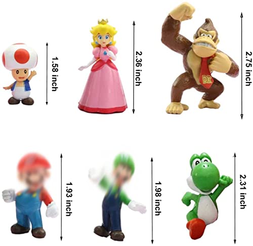 6pcs / Set Toys - Figuras de y Luigi Figuras de acción de Yoshi y Bros Figuras de Juguete de PVC