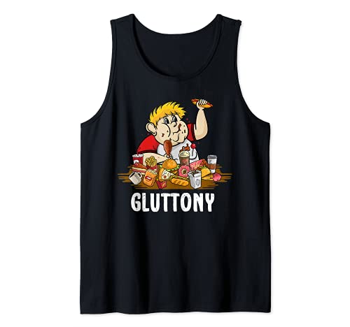 7 pecados mortales disfraz de Halloween de gutonía Camiseta sin Mangas