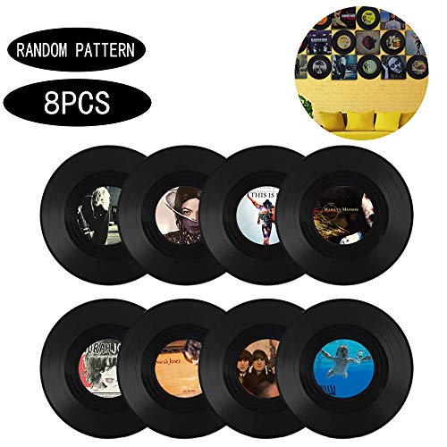 8 Vinyl Record Decoration, Vinyl Record Wall Decoration, Roll Music Party Decorations Record, para la Decoración de Bares, Cafeterías, Tiendas de Postres (8 Tipos Aleatorios)