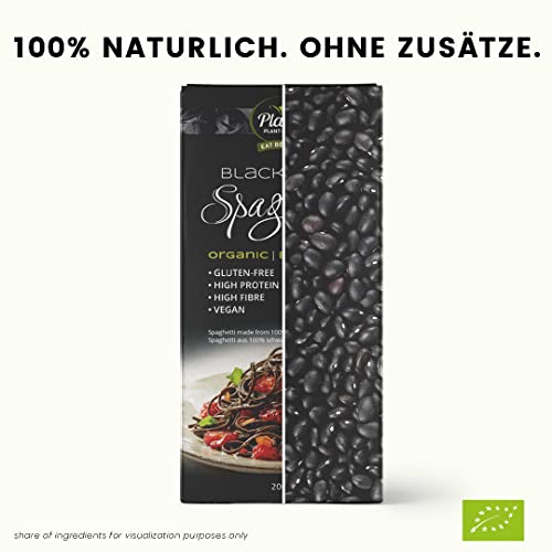 8 x Planet Plant-Based Bio Espaguetis de judías negras (200g por unidad) - vegano, 100% a base de soja negra, sin gluten, rico en nutrientes y proteína, bajo en carbohidratos, 8 x 200g