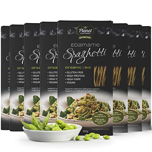 8 x Planet Plant-Based Bio Espaguetis Edamame (200g por unidad) - vegano, 100% a base de soja verde, sin gluten, rico en nutrientes y proteína, bajo en carbohidratos, 8 x 200g