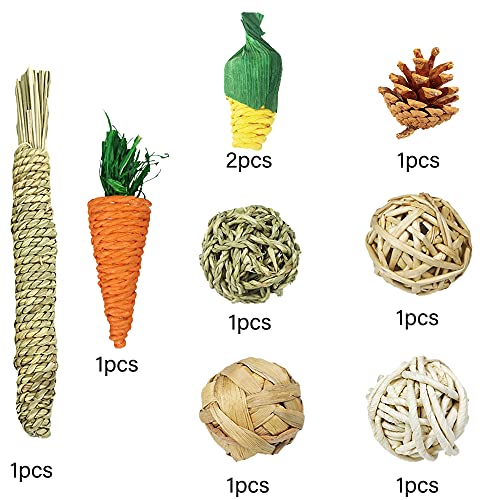 9 Piezas Juguetes Masticar Hámster, Juguete Molar Conejillo Indias, Juguete Molar para el Cuidado Los Hámster, Juguetes para Masticar Roedores, para Chinchilla, Guinea Pig, Conejos, Hámster