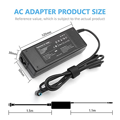 90W Adaptador Cargador Portátiles Ordenador para HP 250 255 G2 G3 G4 G5 Notebook, HP Pavilion X360 15 17, HP ProBook G3 G4 G5 G6 G7 Series 430 440 450 455 470 640 645 655 Connector: 4.5 X 3.0mm