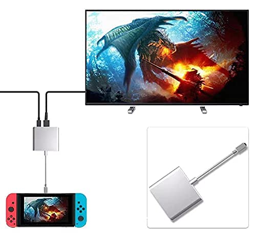 Aakir Adaptador HDMI USB tipo C a 1080P para Nintendo Switch, puerto de carga USB C PD y cable convertidor HDMI USB-A 3.0 Hub para MacBook Pro 2017 2016, Samsung Galaxy S9, HUAWEI 30