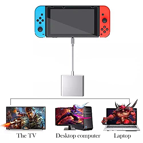 Aakir Adaptador HDMI USB tipo C a 1080P para Nintendo Switch, puerto de carga USB C PD y cable convertidor HDMI USB-A 3.0 Hub para MacBook Pro 2017 2016, Samsung Galaxy S9, HUAWEI 30