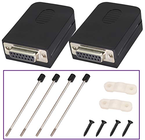 AAOTOKK DB15 Tornillo Terminales Bloque Adaptador D-SUB 15 Pines 2 Hileras DB15 Hembra a 16 Pines Hembra Terminal Conexión en Serie Terminal Conector Módulo Señal con Estuche(2 Unidades/ Hembra)