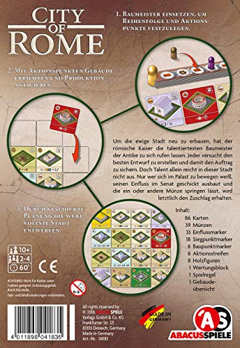 ABACUSSPIELE 03071 City of Rome, Juego de Estrategia, Juego Familiar