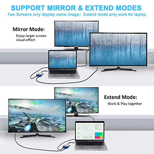 ABLEWE USB C a HDMI y VGA Adaptador, USB C Hub Thunderbolt 3 a HDMI 4K VGA 1080P para MacBook Pro 2019/2018/2017/MacBook Air 2018/Dell XPS 13/Samsung S8/S9/Y etc.